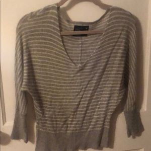 grey and white striped sweater